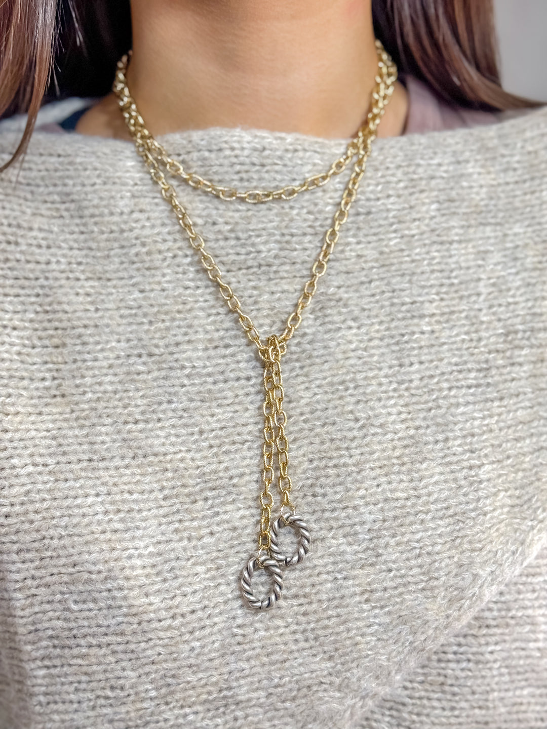 Spiral Link Mixed Wrap Necklace