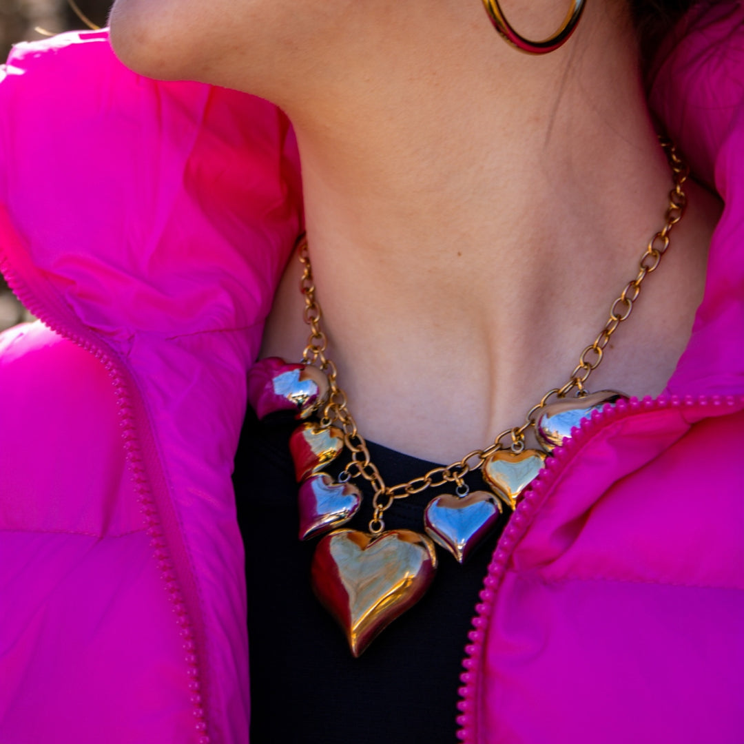 Full Hearts Chunky Charm Necklace