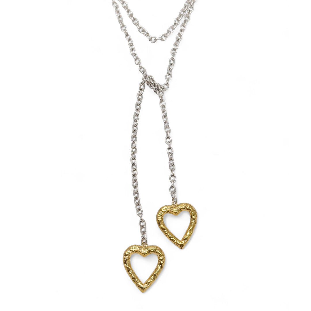 Hammered Heart Mixed Wrap Necklace