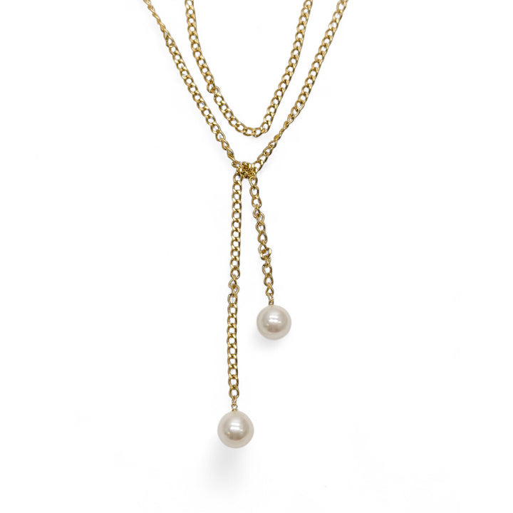 Round Bead Pearl Wrap Necklace