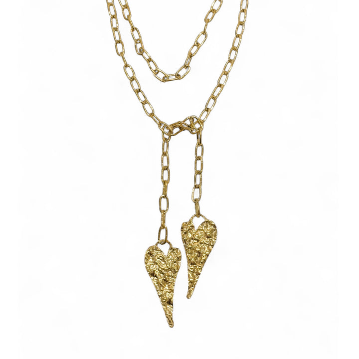 Hammered Spike Heart Wrap Necklace