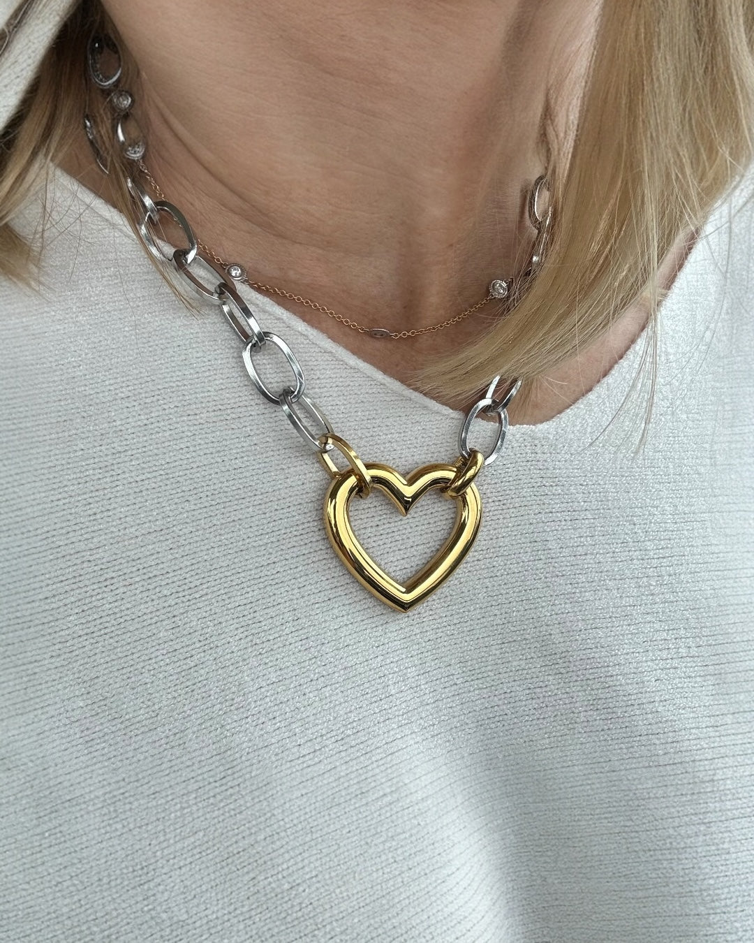 Riley Chunky Open Heart Necklace