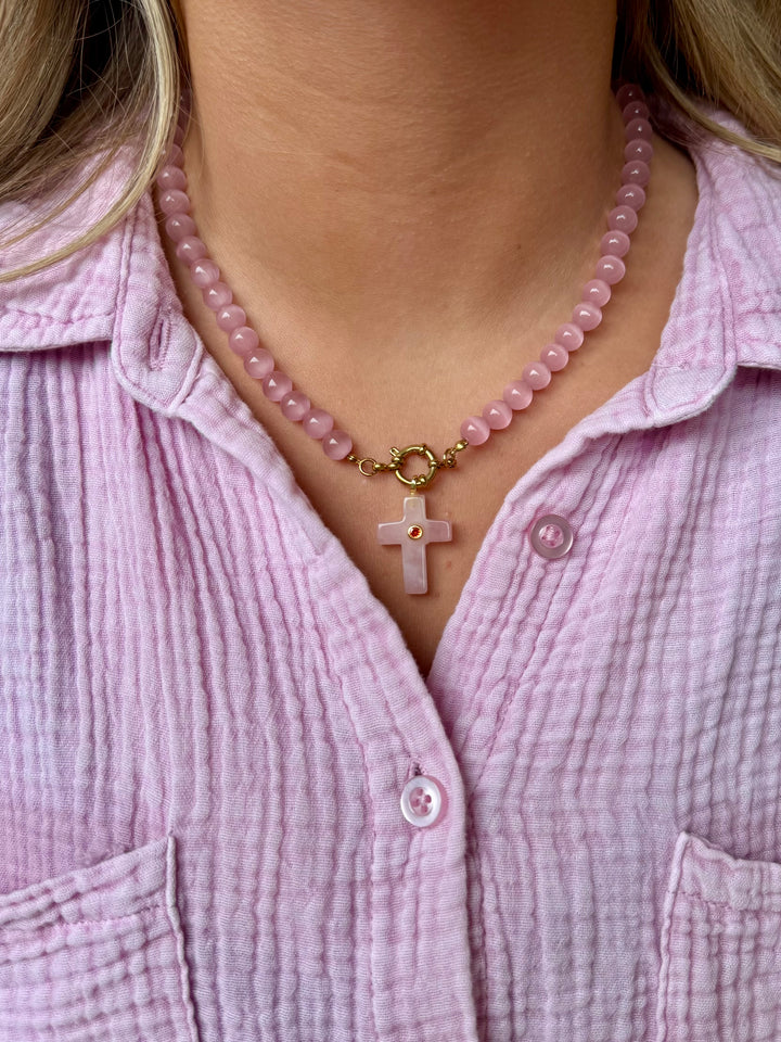 Rose Quartz Cross Pendant