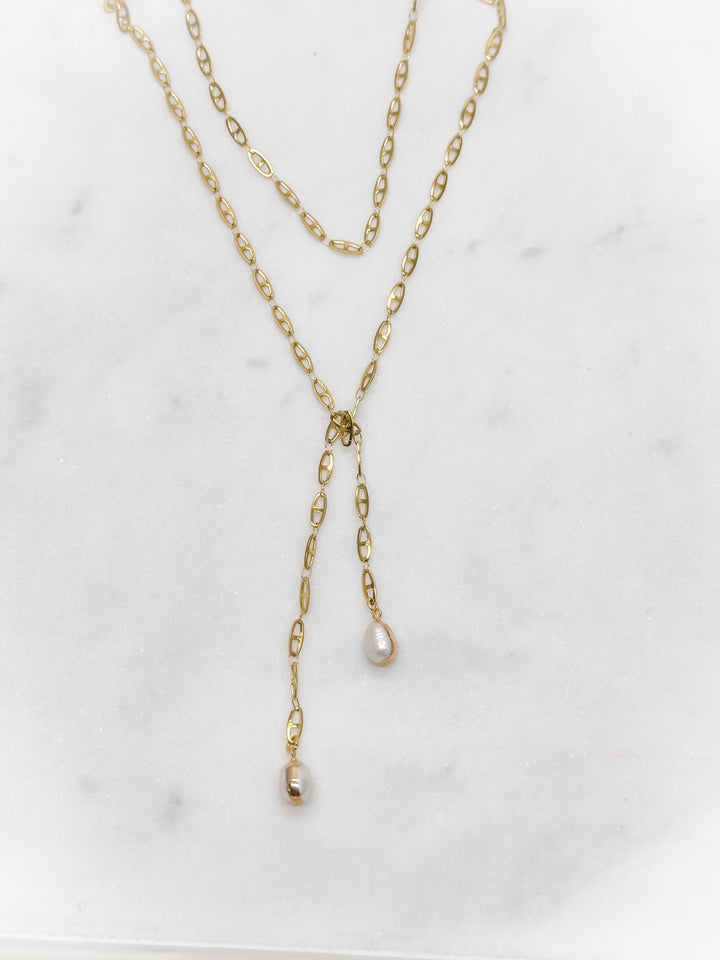 Dipped Baroque Pearl Wrap Necklace