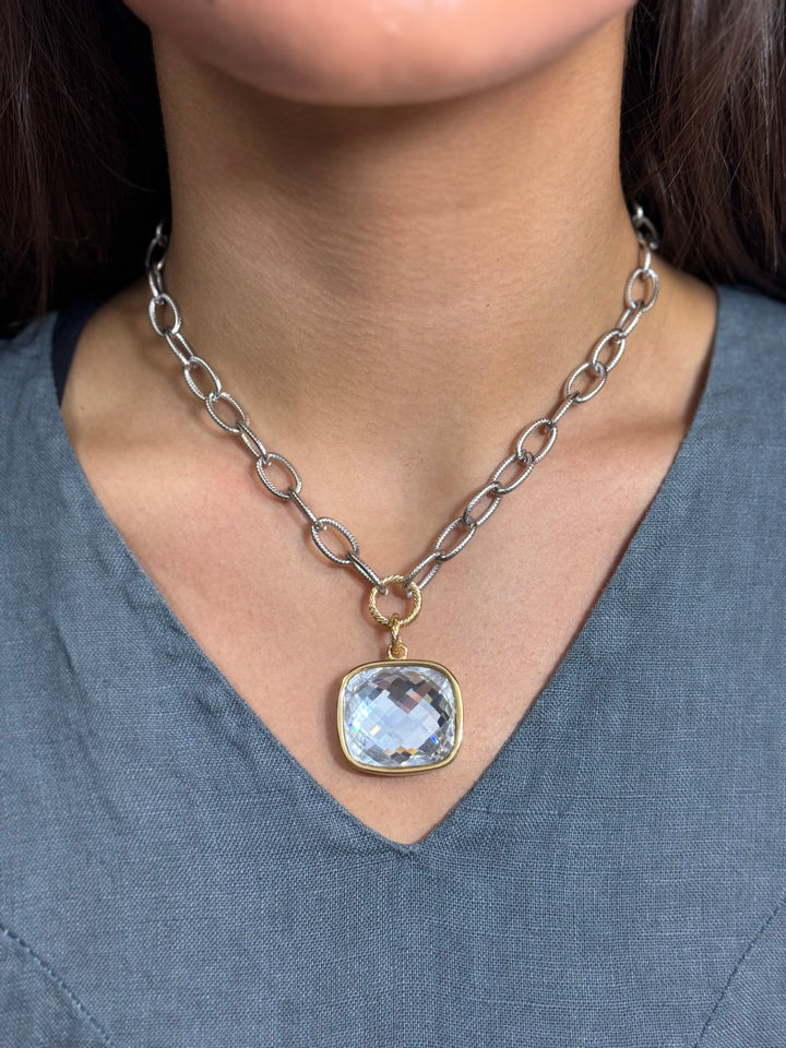 Elegant Gem Mixed Metal Necklace