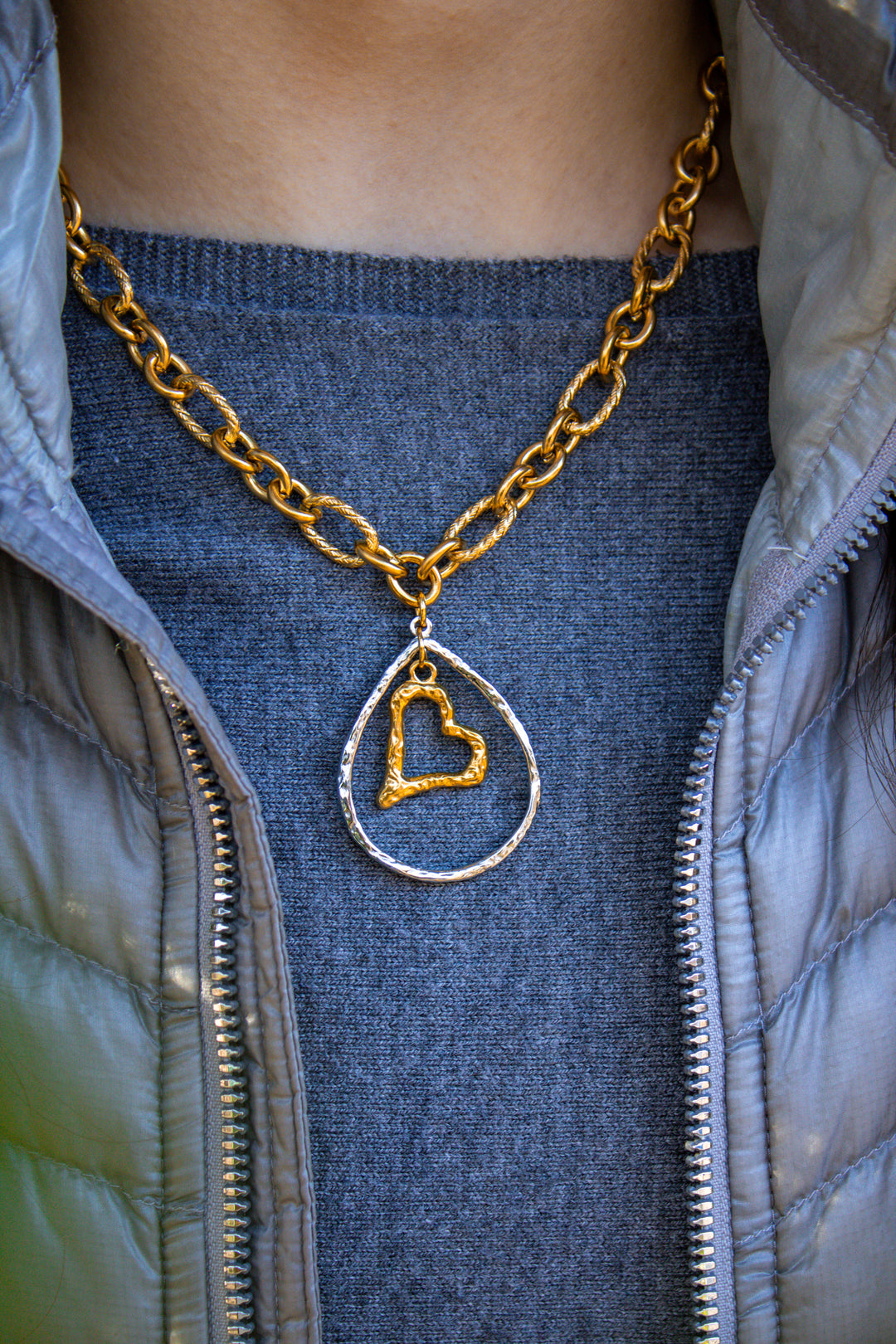 Gabby Mixed Metal Heart Necklace