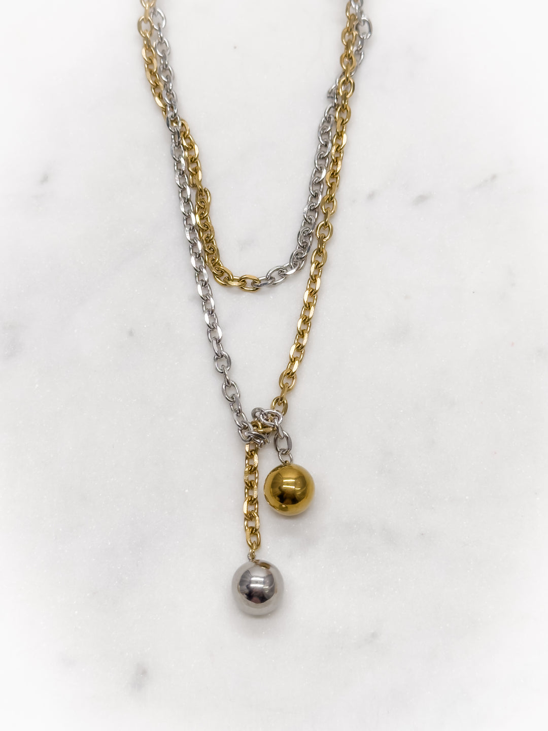 Bead Ball Mixed Wrap Necklace