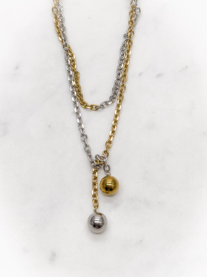 Bead Ball Mixed Wrap Necklace