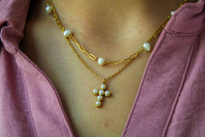 Pearl Cross Necklace