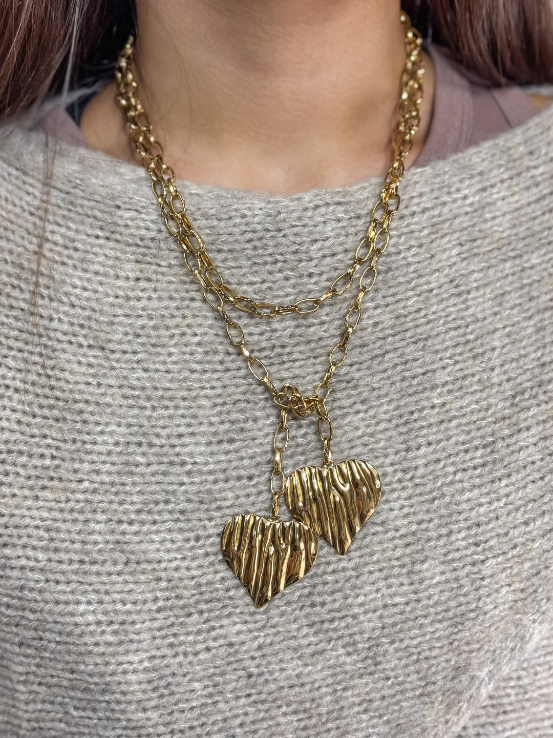Textured Heart Wrap Necklace