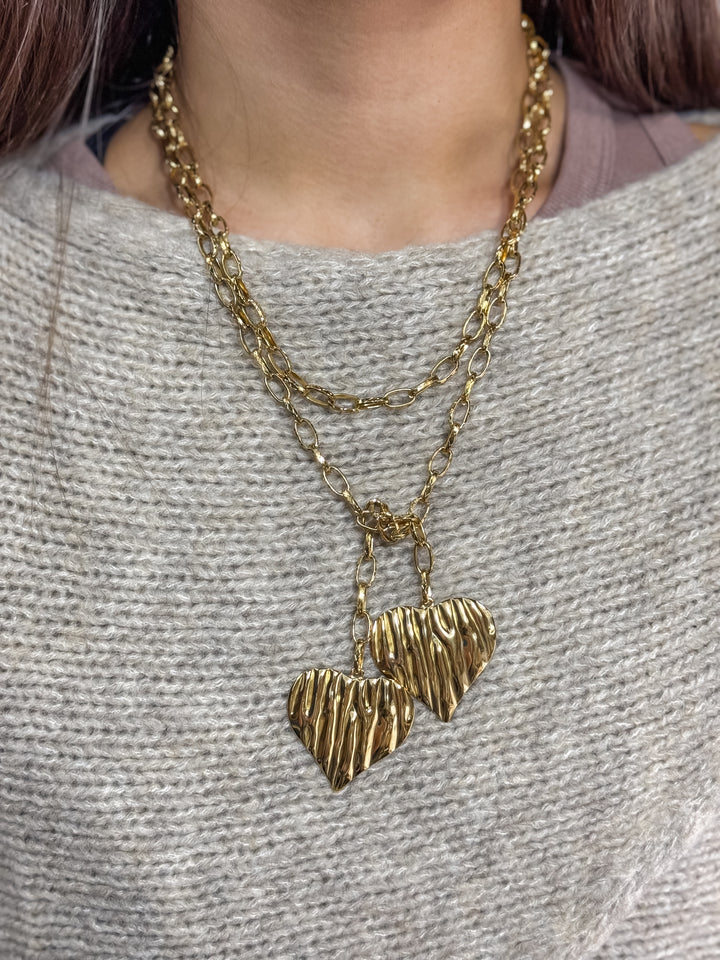 Textured Heart Wrap Necklace