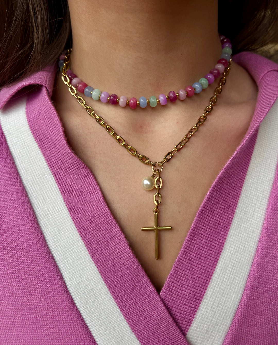 Pearl and Promise Cross Necklace