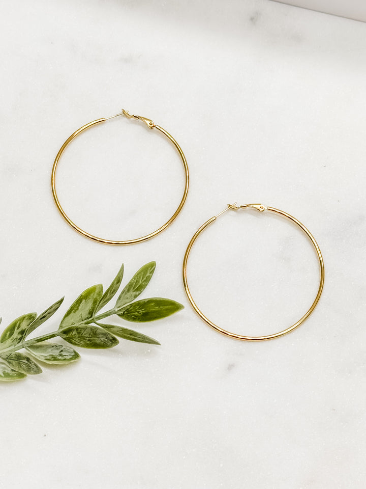 Classic Large Everyday Hoops in Gold-Plated Steel