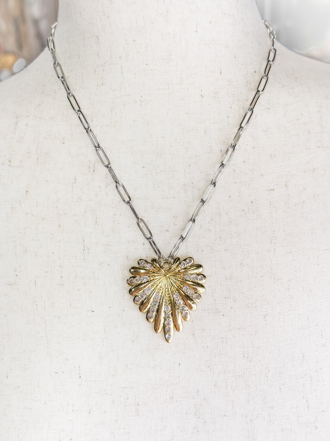 Radiant Sparkle Mixed Metal Heart Necklace