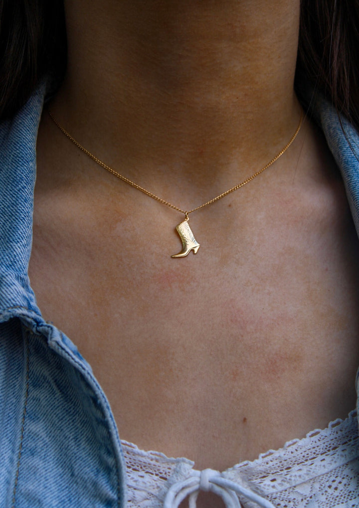 Cowgirl Boot Necklace in Gold-Filled