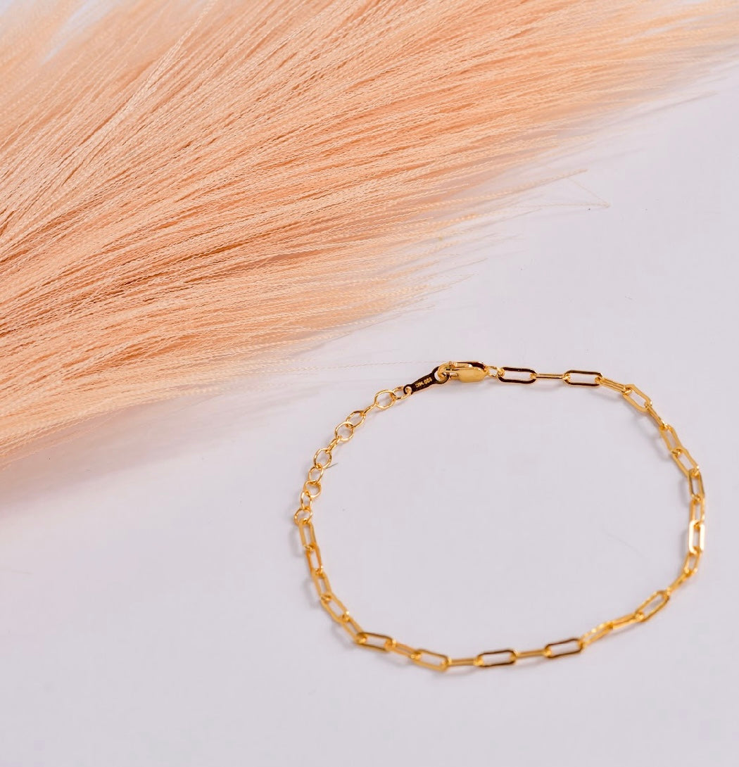 Paperclip Smaller Link Bracelet in Gold-Filled