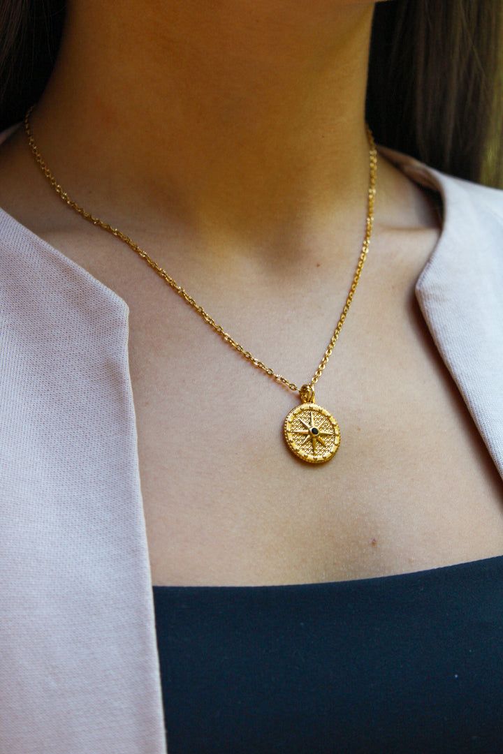 Jett North Star Coin Necklace