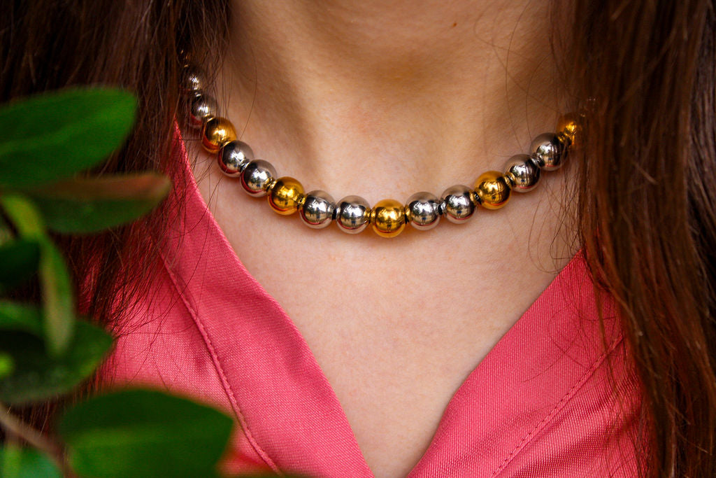 Chic Vibe Mixed Metal Bead Necklace
