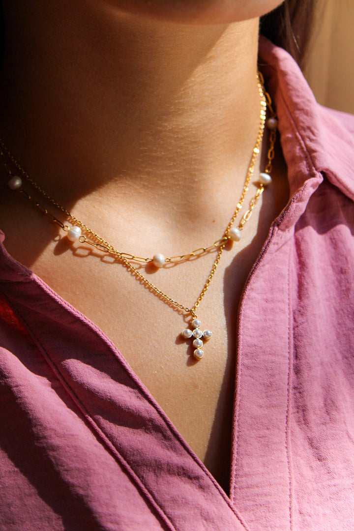 Pearl Cross Necklace