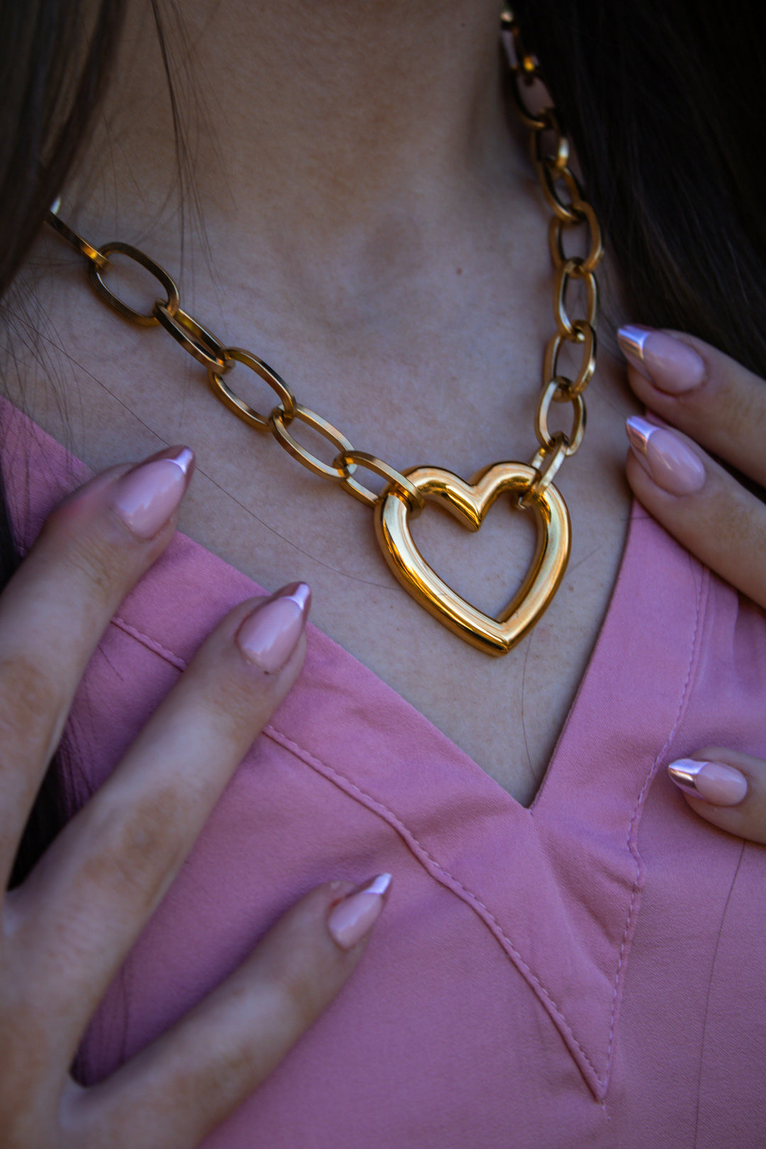 Riley Chunky Open Heart Necklace