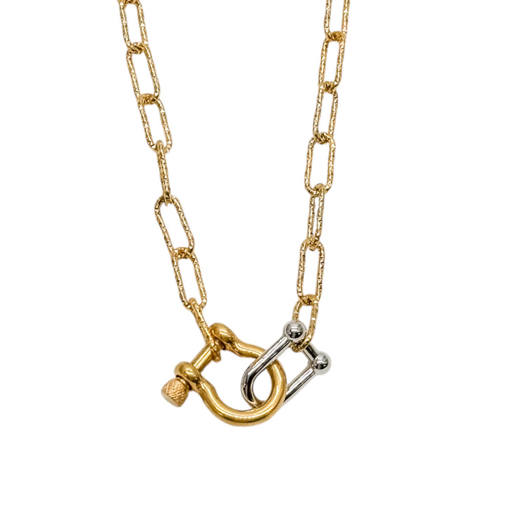 Bold Grace Mixed Metals Shackle Buckle Necklace