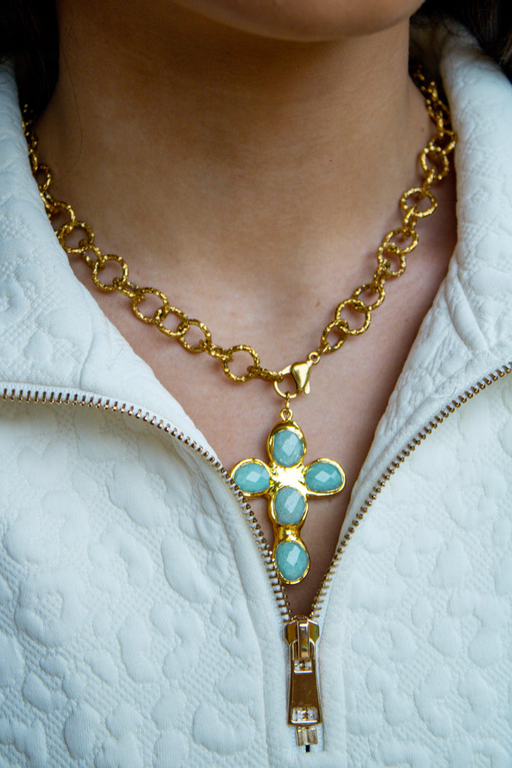 Seafoam Stone Cross Pendant