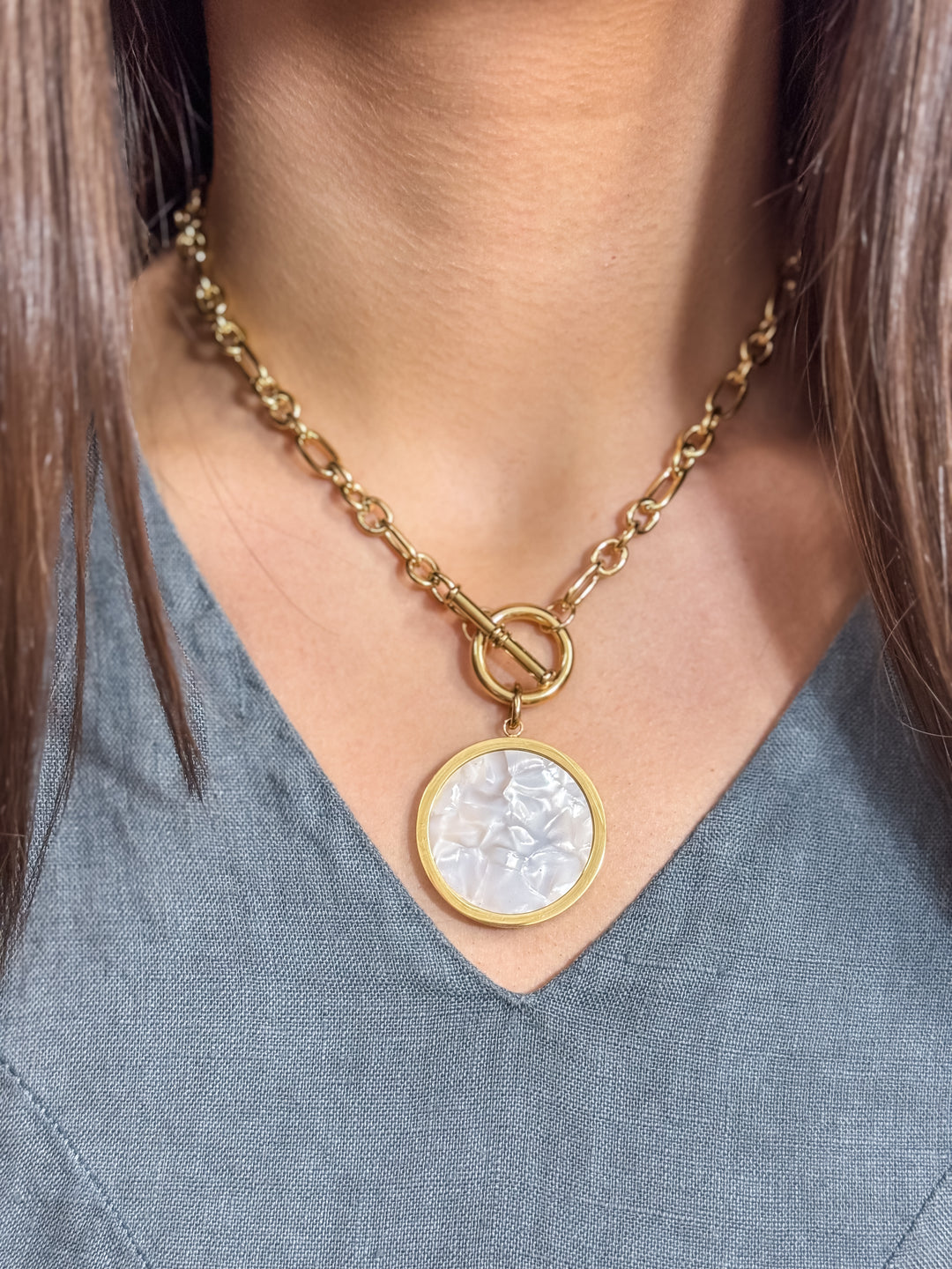 Lucia Medallion Toggle Necklace