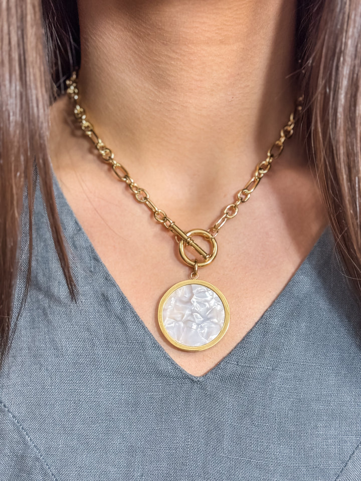 Lucia Medallion Toggle Necklace
