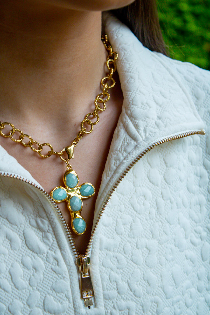 Seafoam Stone Cross Pendant