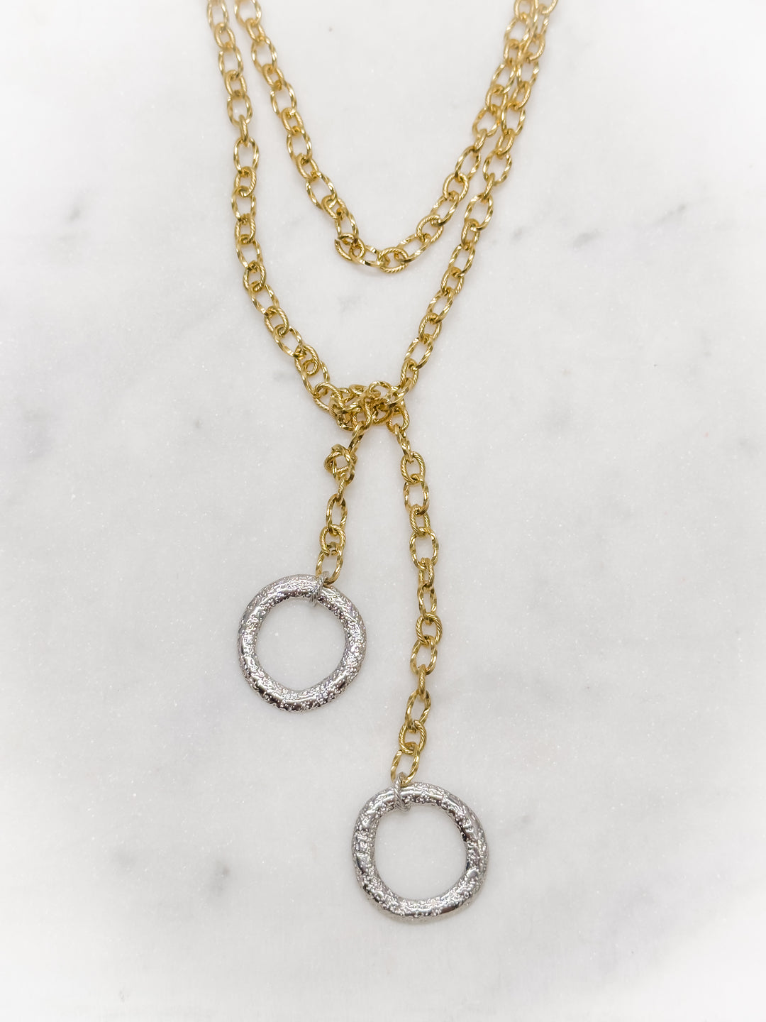 Organic Circle Link Mixed Wrap Necklace