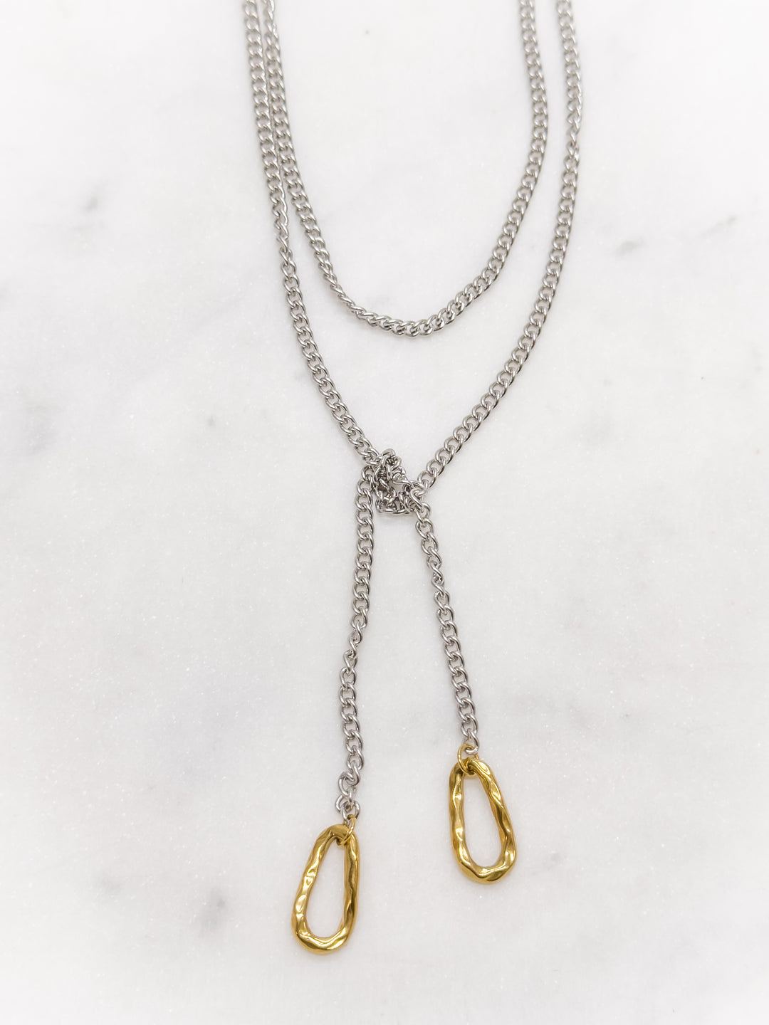 Organic Links Mixed Metals Wrap Necklace