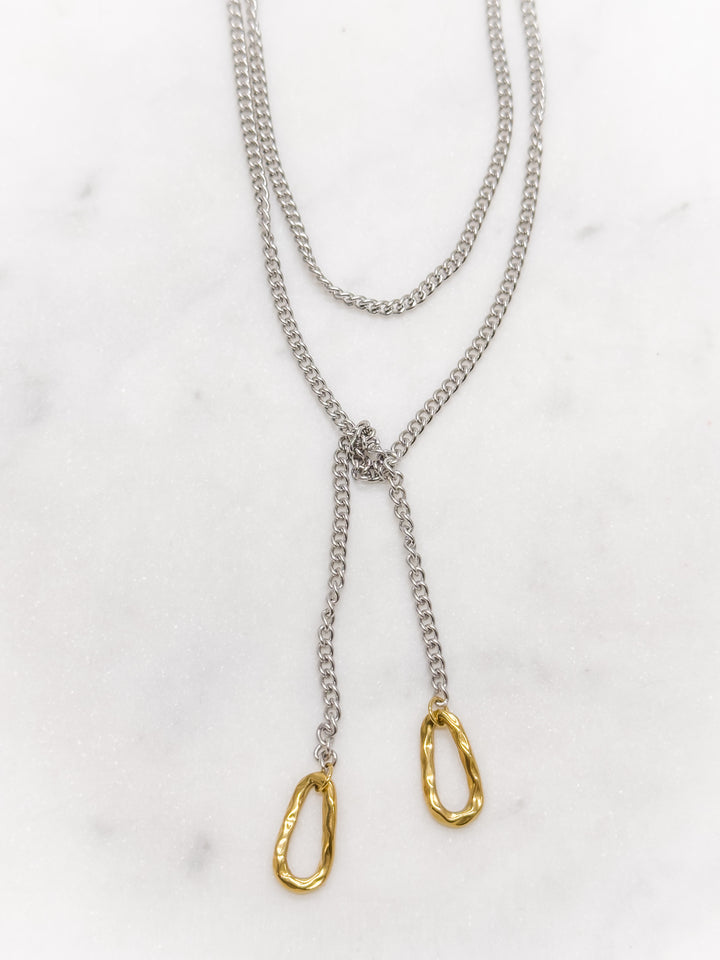 Organic Links Mixed Metals Wrap Necklace