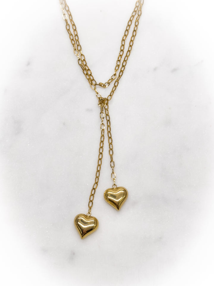 Puff Heart Wrap Necklace