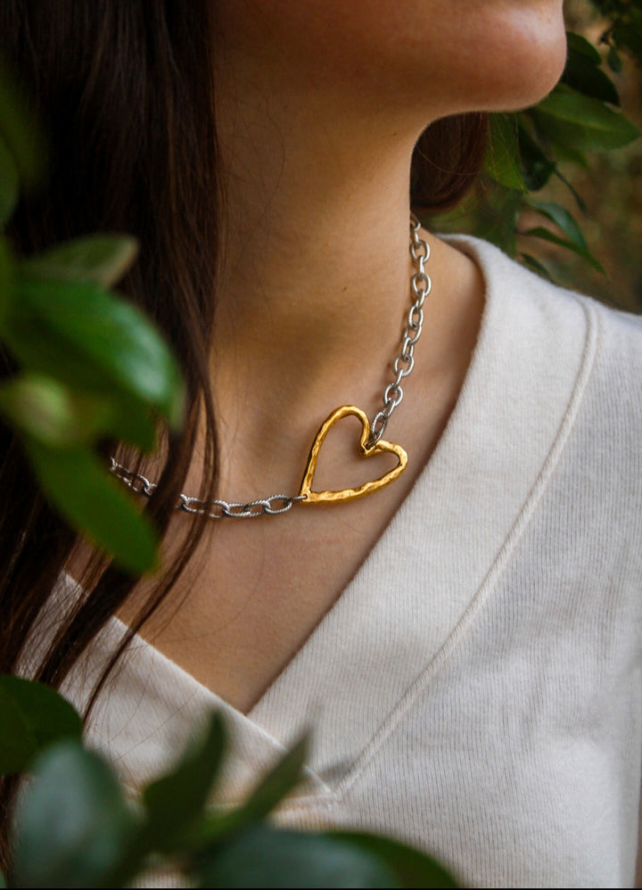 Secret Admirer Heart Necklace in Mixed Metals
