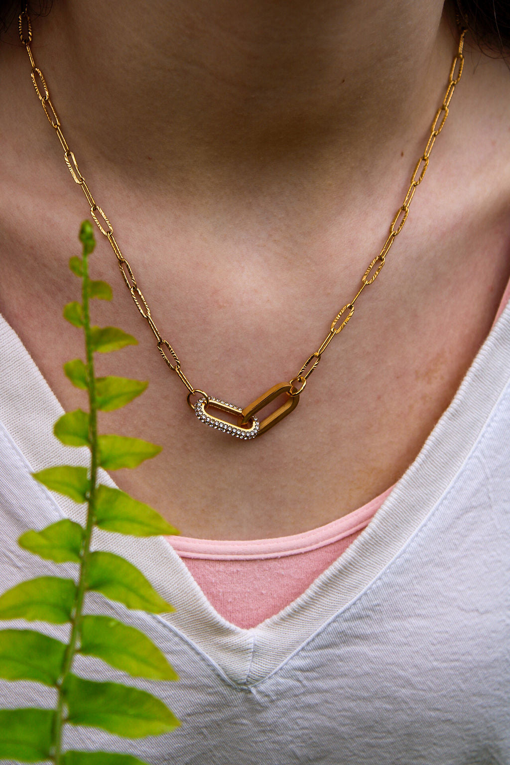 Link It Up Necklace in 18K Gold-Plated Stainless Steel