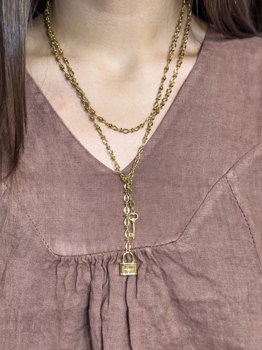 Lock and Key Wrap Necklace