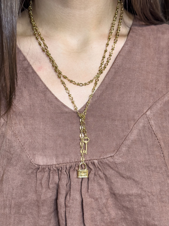 Lock and Key Wrap Necklace