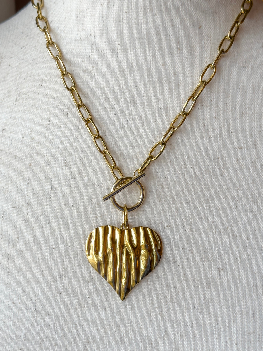 Forever Hammered Heart Toggle Necklace