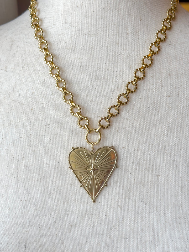 Carissa Stamped Heart Necklace