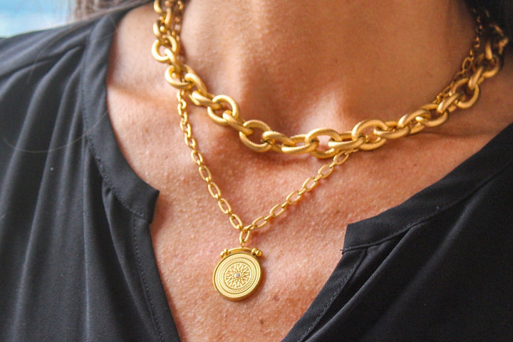 Greek Sun Coin Necklace