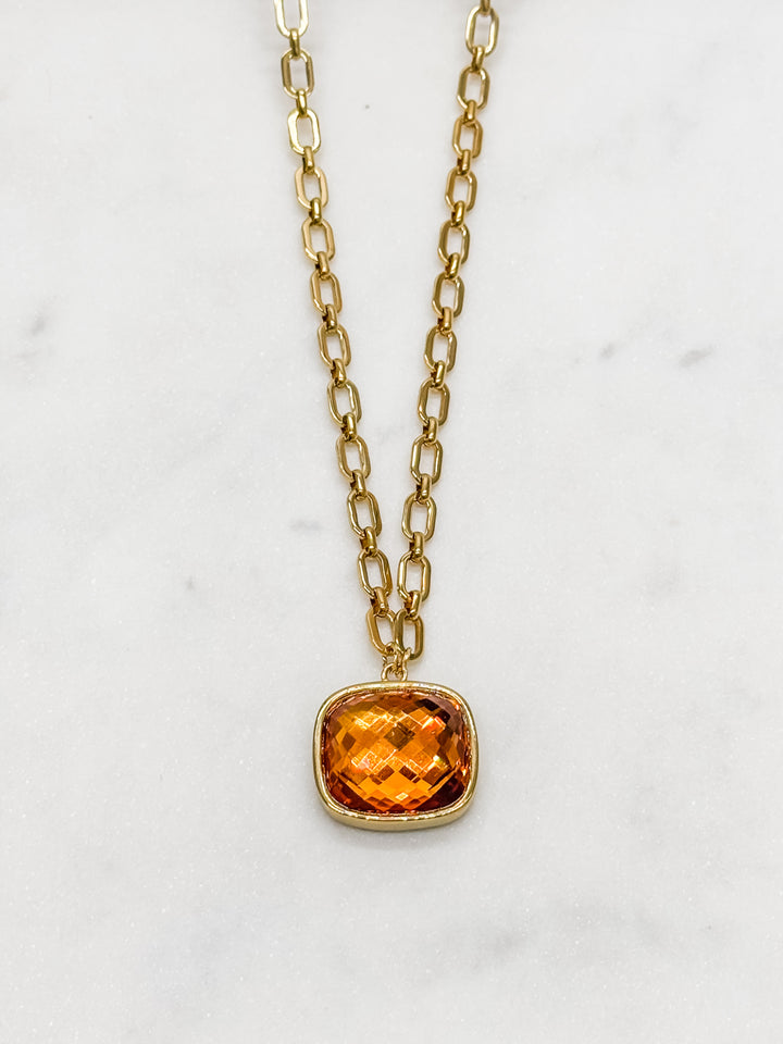 Elegant Mustard Gem Necklace