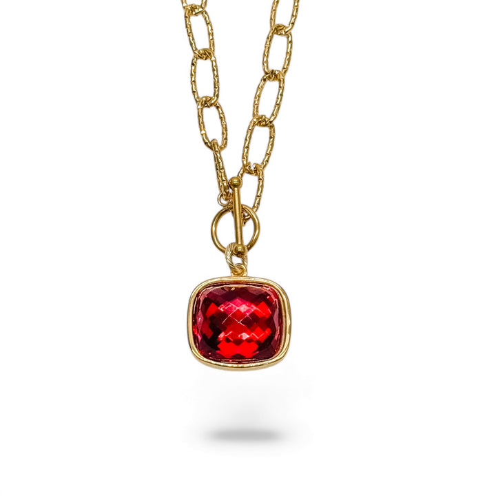 Elegant Red Gem Toggle Necklace