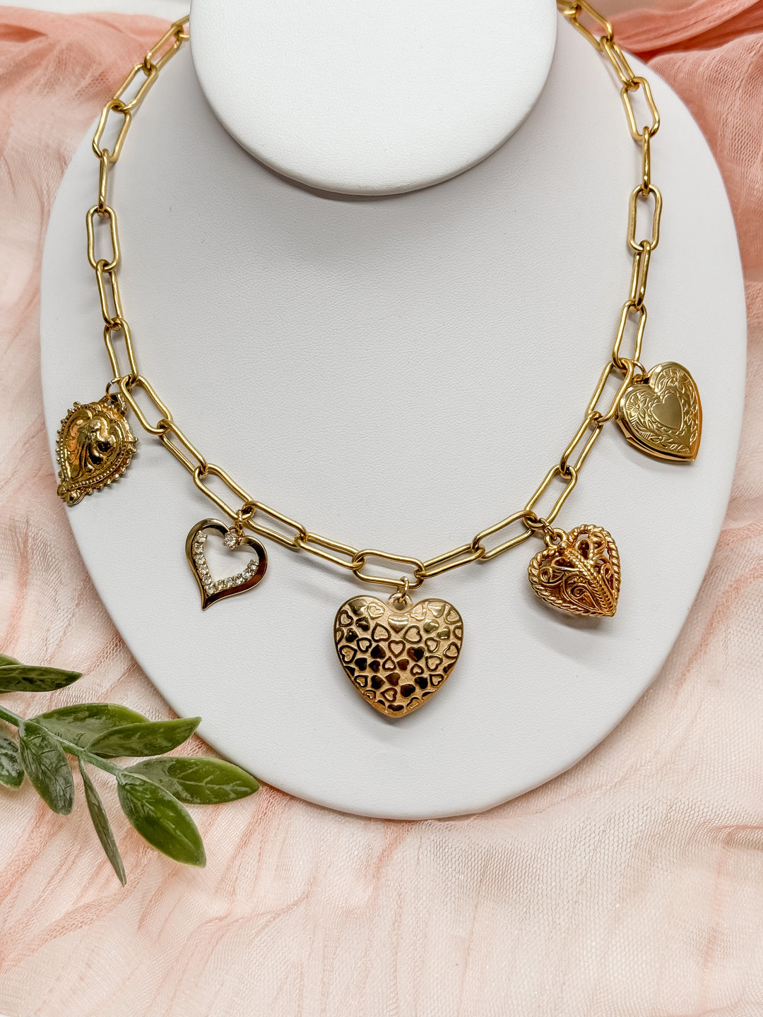 All My Love Vintage Hearts Charm Necklace