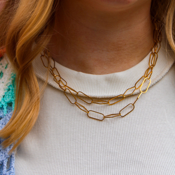 Avery Double Strand Statement Chain Necklace