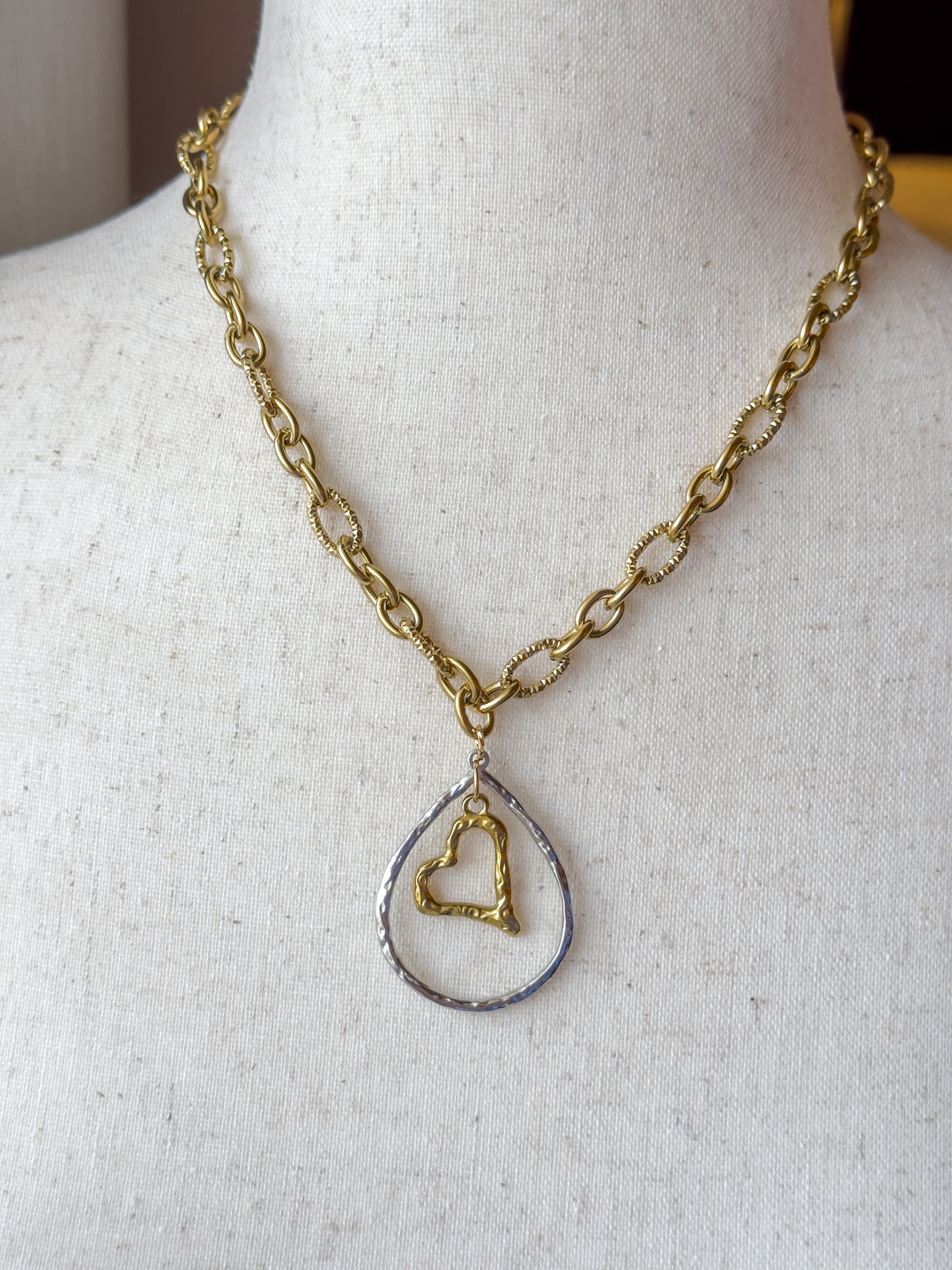 Gabby Mixed Metal Heart Necklace