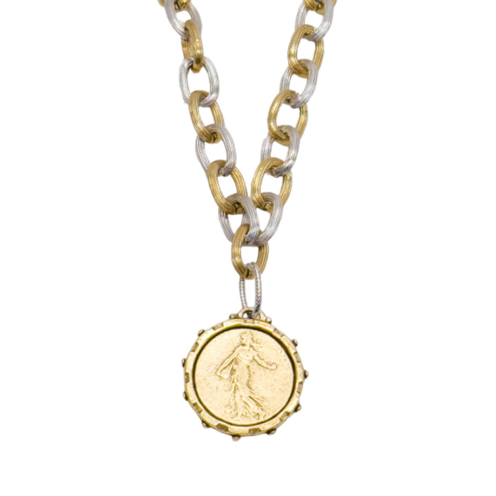Adeline French Medal Necklace