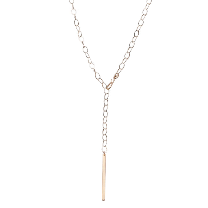 Bar and Hook Lariat Necklace in Mixed Metals, Sterling/Gold-Filled