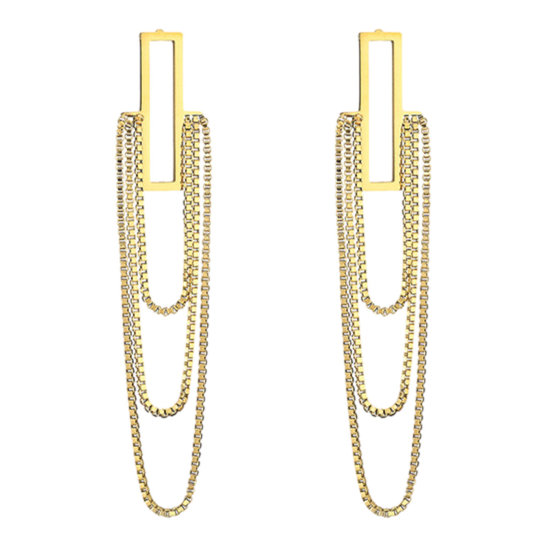Karina Chain Post Earrings in 18k Gold-Plated Steel