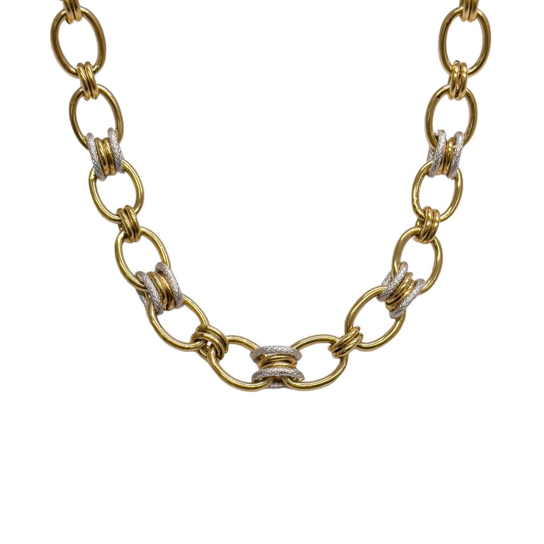 Boss Babe Chunky Mixed Metal Statement Chain Necklace in Stainless Steel