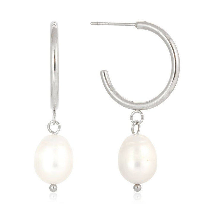 Celia Pearl Drop Hoop Earrings